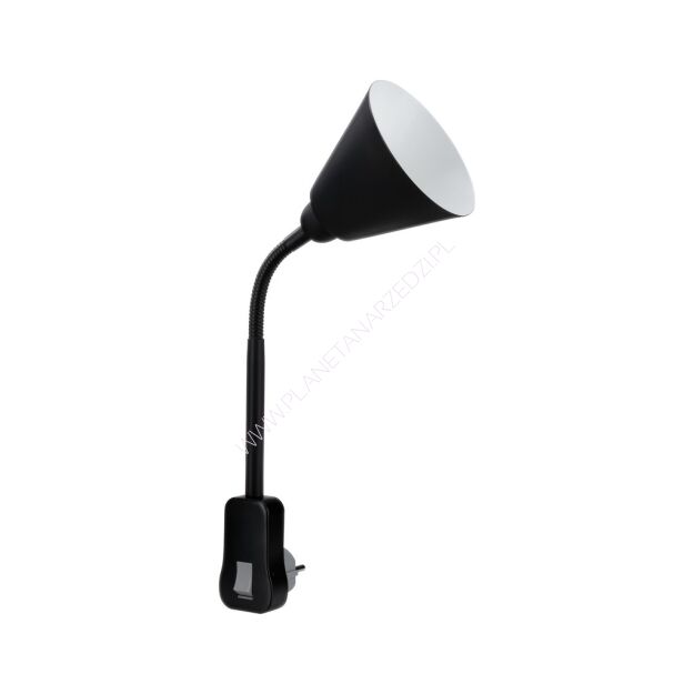 Lampa wtyczkowa JANUS elastyczne ramię  E14 max. 20W 230V czarny