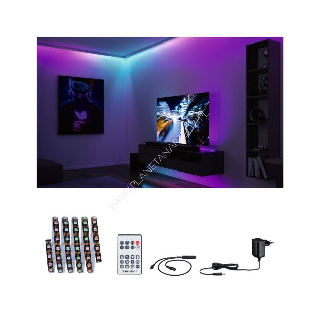 Kompletny zestaw taśma DYNAMIC LED RGB+ 3W 1,5M IP20 60LED/m  5VA 230V/12V DC biały / tworzywo sztuczne