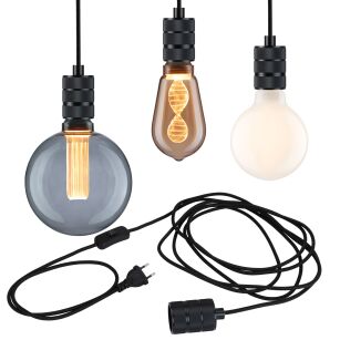 Lampa wisząca z wyłącznikiem TILLA Neordic E27 max. 20W IP20 230V  czarny / metal