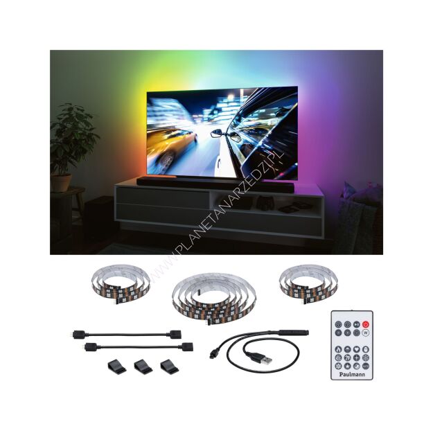 Zestaw taśma LED TV65 cali USB + pilot Dynamic Rainbow RGB 4W 5V czarny