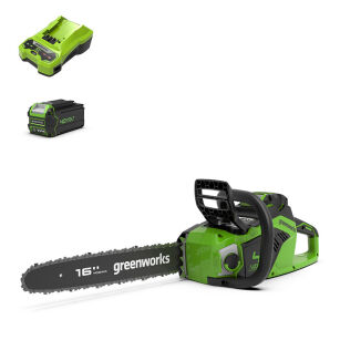 40V pilarka łańcuchowa 40 cm Greenworks GD40CS18K4 zestaw ładowarka + aku 4Ah