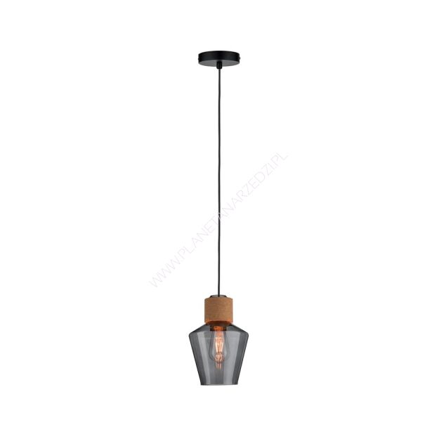 Lampa wisząca Neordic EDLA  max. 1x20W E27 szkło przydymione / korek 230V