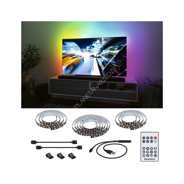 Zestaw taśma LED TV75 cali USB + pilot Dynamic Rainbow RGB 5W 5V czarny