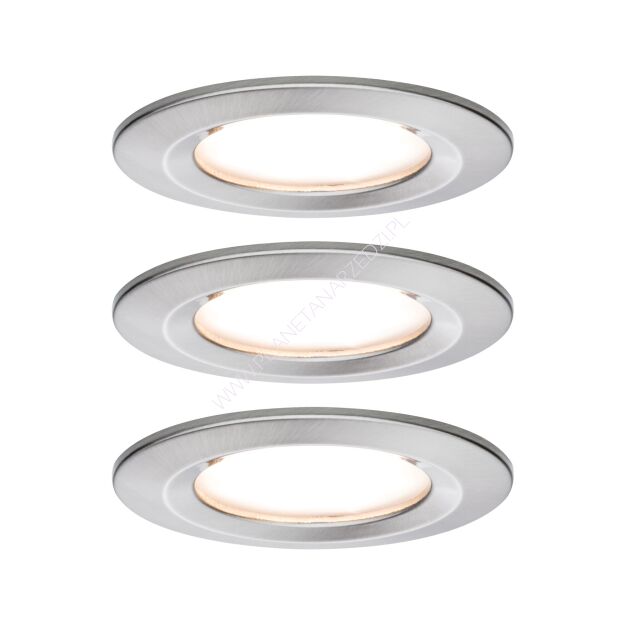 Oprawa do wbudowania NOVA COIN LED DIM stała zestaw 3x6W 470lm 78mm 2700K IP44 230V szczotkowane żelazo