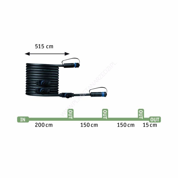 Przewód połączeniowy Plug & Shine 5m 1in-4out IP68 24V czarny / tworzywo sztuczne