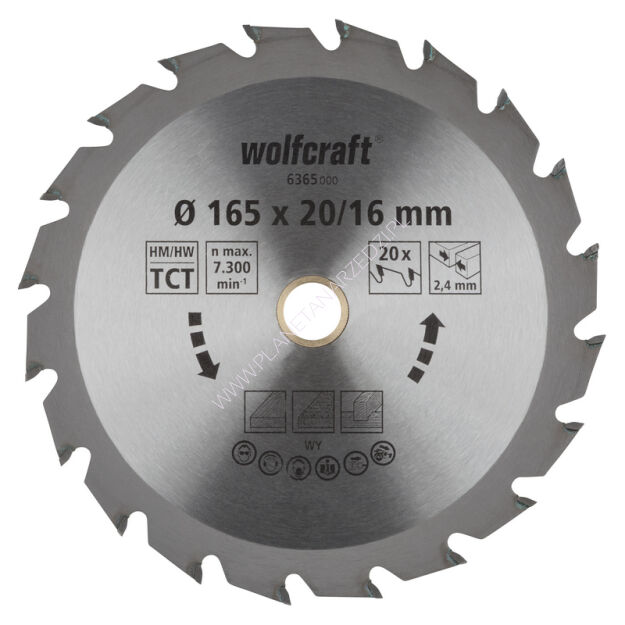 Tarcza HM do pilarek ręcznych Wolfcraft O 165 (seria zielona)