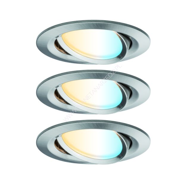 Oprawa do wbudowania NOVA PLUS COIN LED DIM SH Zigbee wychylna zestaw 3x6W 470lm 84mm 2700K-6500K 230V żelazo szczotkowane