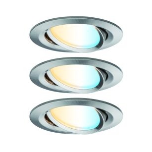 Oprawa do wbudowania NOVA PLUS COIN LED DIM SH Zigbee wychylna zestaw 3x6W 470lm 84mm 2700K-6500K 230V żelazo szczotkowane