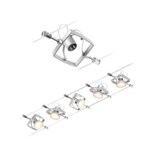 System linkowy zestaw Mac II max 5x10W GU5,3 12V DC 2 x 5 metrów chrom mat / chrom