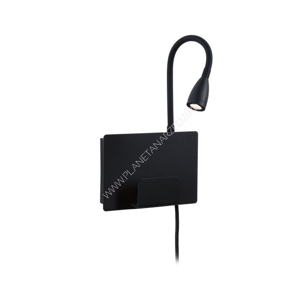 Oprawa ścienna HALINA LED 2.4W 200lm 2700K USB-C 230V czarny mat /metal