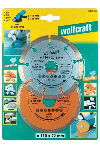 2 tarcze diamentowe fi 110 mm, Wolfcraft