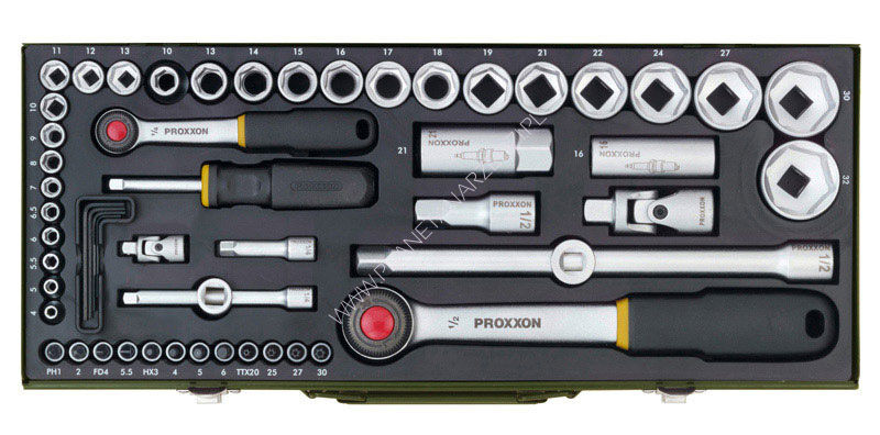 Zestaw kluczy nasadowych Proxxon 1/2 i 1/4 cala [56 cz.]