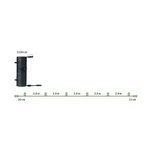 Przewód połączeniowy Plug & Shine 15m 1in-7out IP68 24V czarny tworzywo sztuczne